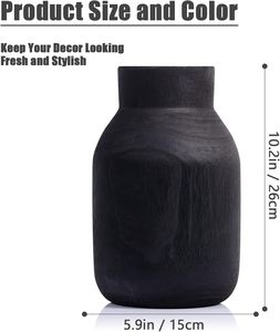 Jarrón Grande <span class=keywords><strong>de</strong></span> Madera Rústico Negro para Decoración del Hogar, Jarrón Alto Vintage para Flores, Decoración Rústica Estilo Granja - Product Image 2