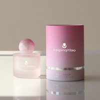 Botella de Perfume de Alta Gama con Forma de Bola Redonda, Personalizada, 30 ml, 50 ml, 100 ml, Botella de Perfume Rosa Esmerilada de Lujo con Caja