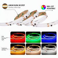 Bande LED à pixels adressables WS2805 SPI FCOB, température de couleur complète (RGBCCT), étanche IP30, découpable, contrôle par application, DC24V, PCB 15mm