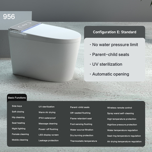 GOSE <span class=keywords><strong>956</strong></span> Certificat CE Forme ronde Affichage LED Buse mobile Poignée Bouton Réservoir d'eau Installation au sol Toilette intelligente - Product Image 5