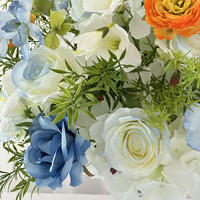 Bouquet de fleurs artificielles classiques mélangées blanc bleu orange, fait main en polyester, décorations de centre de table pour mariage