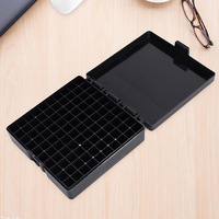Boîte à munitions en plastique avec grille de rangement, étui de stockage d'ammunitions pour la chasse et le tir, avec fermeture à rabat, noir, accessoire durable