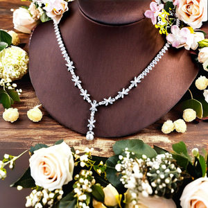 Elegante Juego de Joyería de Moda para Novia, Chapado en Plata, Color Oro Brasileño, Latón y Circonita Cúbica, para Mujer - Product Image 2