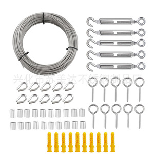 Stainless Steel Cable Kit With Turnbuckles Hooks And <b>Screws</b> For Garden Anchoring - Product Image 1