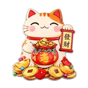 Lucky Cat Fridge Magnet Double Rotating Plastic Decorative Chinese New Year Ornament - Product Image 3