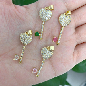 Mặt Dây Chuyền Vòng Cổ Đá <span class=keywords><strong>Zircon</strong></span> Đá Quý Trái Tim Màu Đỏ Chìa Khóa Tình Yêu Mặt Dây Chuyền Mạ Vàng Pha Lê Màu Hồng Ngọc Lục Bảo <span class=keywords><strong>Zircon</strong></span> Thanh Lịch Cho Bạn Gái - Product Image 5