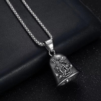 Collier cloche de protection Saint Michel en acier inoxydable 316L pour homme, prêt à être expédié, bijoux de motard, cloche spirituelle de l'archange Michel, RTS