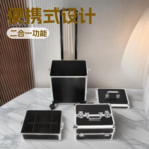 Trolley de salon professionnel, valise cosmétique à 4 roues verrouillables, boîte de rangement avec poignée amovible pour les maquilleurs - Product Image 4