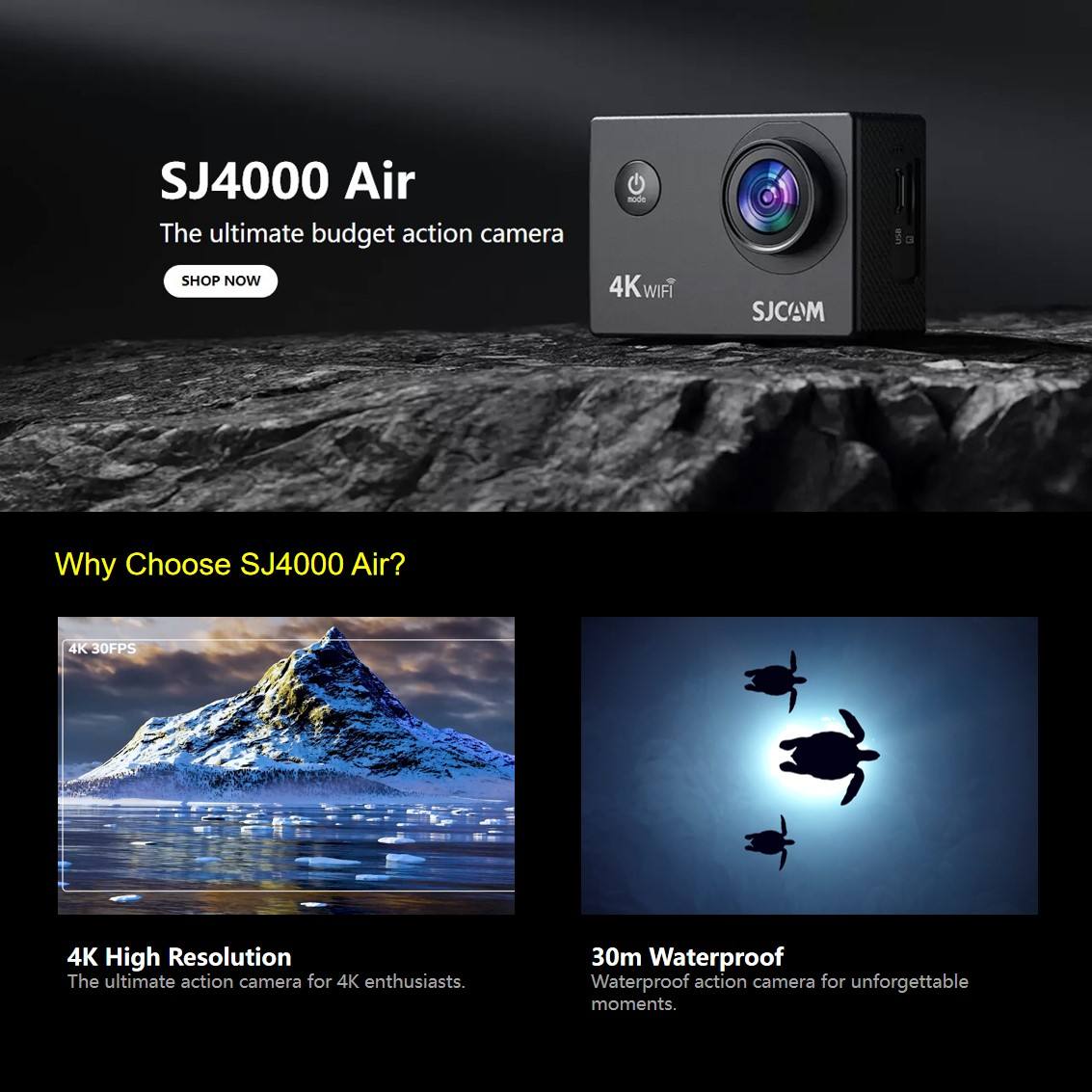 4k Action Camera Sjcam 4000 Air 4k SJCAM SJ4000 Air 4K Wi-Fi 16MP