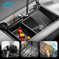 Ensemble d'évier de cuisine intelligent de luxe 2025 avec robinet multifonctionnel en acier inoxydable 304 design caché vente en gros