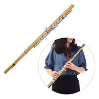 Professional C Key Flutes Closed 16 Hole Cupronickel Gold-plated Tube Silver-plated Keys Woodwind Instrument Flute for Beginner