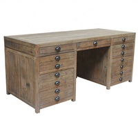 Bureau de réception exécutif en bois massif de style français classique et antique, personnalisable, avec tiroirs, Hoolnn HL890R-150