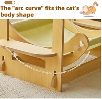 Lit d'intérieur personnalisable pour animaux de compagnie avec hamac en bois à double couche détachable Lit à bascule à motif solide pour le sommeil du chat
