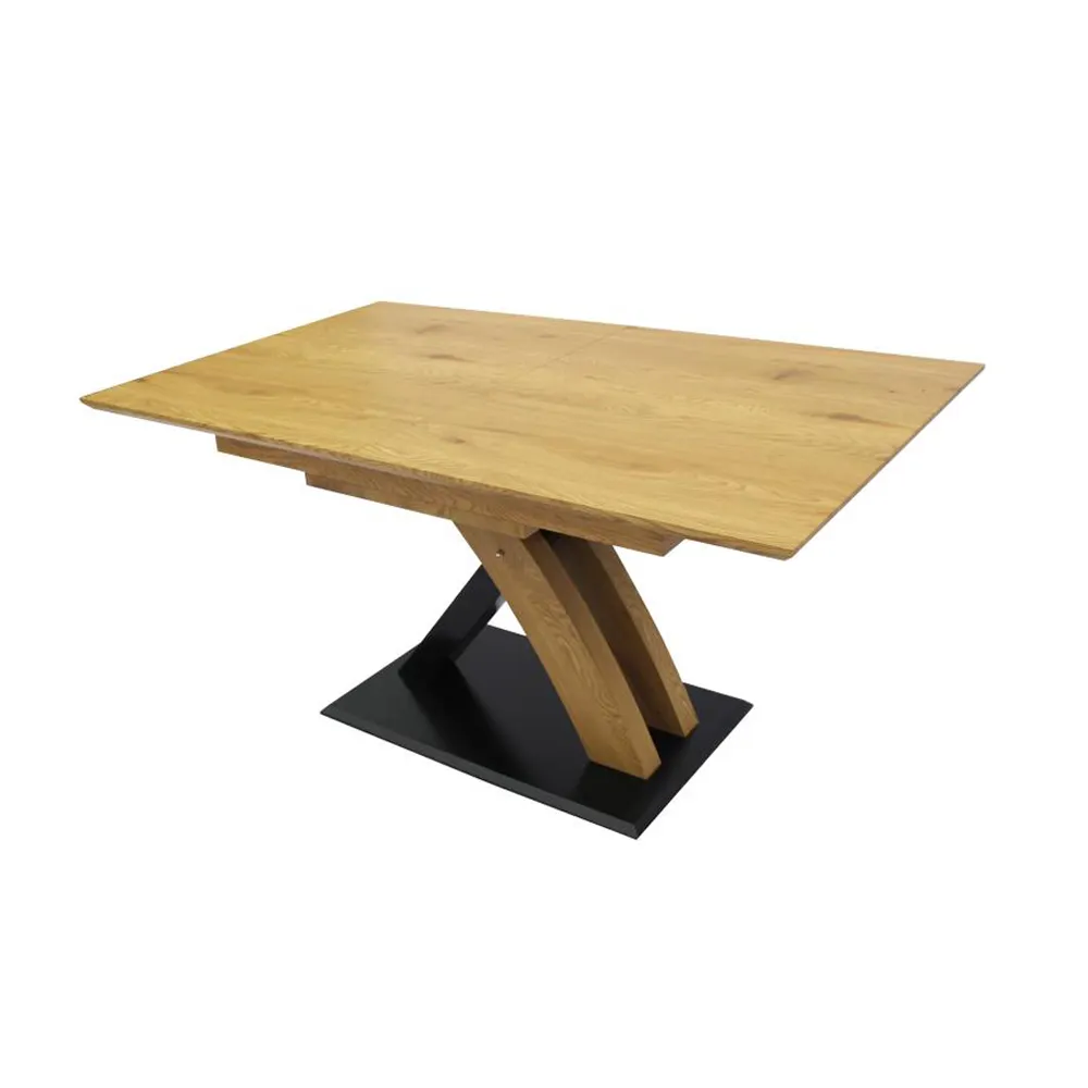 Rectangular de alta calidad extensible mesa de comedor de madera de papel de chapa de MDF de Metal antiguo mesa de comedor