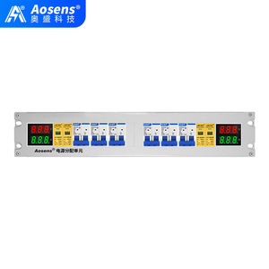 Unidad de Distribución de Energía Aosens PDU2U 2U AC con Interruptor de Circuito de 2 Polos, Medidor de Voltaje y Corriente, Entrada Dual para Rack de Servidor - Product Image 1