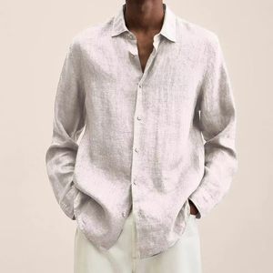Camisa de <span class=keywords><strong>Lino</strong></span> y Algodón para Hombre 2025, Manga Larga, Cierre de Botones, Estilo Casual, para las Cuatro Estaciones - Product Image 5