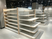 Étagère de supermarché en métal et bois de luxe noire, très vendue, présentoir de supermarché, rayonnage gondole