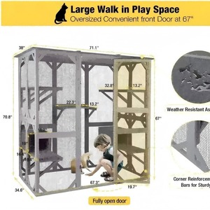 Venta caliente al aire libre gato cerca Villa madera maciza multifuncional mascota cría jaula botón fábrica al por mayor para transfronterizo - Product Image 4