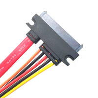 SATA 7 + 15P 22Pin adaptor ekstender Hard Drive, jaringan tembaga logam pelindung kepang kabel daya Data seri ATA untuk pria dan wanita