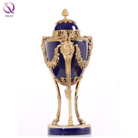 Vase décoratif en céramique et laiton de style oriental, trophée antique, artisanat d'art pour la décoration intérieure