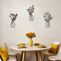 Lot de 3 Vases Muraux en Métal pour Fleurs, Ornements Floraux Colorés à Suspendre pour la Maison, la Cuisine, la Salle à Manger, Décoration Murale Intérieure, Coffrets Cadeaux