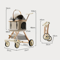 Poussette pliable 4 roues écologique pour petits chiens et chats, légère, avec panier amovible, charge 15 kg, tissu Oxford, aviation