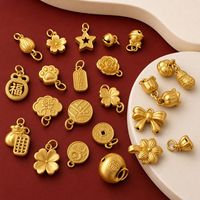 Liontin Bunga Sakura Semanggi Keberuntungan Berlapis Emas Perak Murni 999 Buatan Tangan DIY Abacus Kepang Figur Fu Gemuk Persimmon