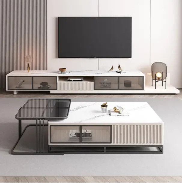 उच्च गुणवत्ता घर मंजिल टीवी स्टैंड कमरे में रहने वाले फर्नीचर टीवी अलमारियाँ टेबल इतालवी लक्जरी पत्थर Marbre आधुनिक टीवी खड़ा