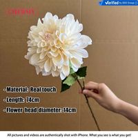 Fleur de dahlia artificielle crème à toucher réel, grand diamètre 14 cm, pour décoration de table de mariage, maison ou fête (DC192)
