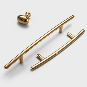 Poignées de meuble modernes en or poli, en Zamak massif, extrémité arrondie, barre en T, pour tiroirs, armoires, cuisines, commodes, quincaillerie de meubles - Product Image 3