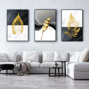 Golden Wheal y FeatherCrystal pintura de porcelana carteles de oro de lujo e impresiones arte de pared de gran tamaño moderno obras de arte abstractas - Product Image 1