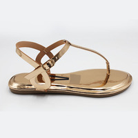 Sandales plates d'été en cuir PU couleur or rose pour femmes et dames, style mule et sandale à talons bas - Samdalia
