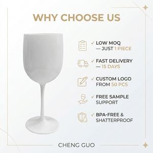 Verres à vin réutilisables en plastique de 450 ml, incassables, sans BPA, avec logo personnalisé pour hôtel - Product Image 2