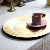 Assiettes de présentation XiangJin écologiques dorées 330 mm pour mariages, fêtes, utilisation en cuisine, couleur personnalisée, assiette moderne en PP solide