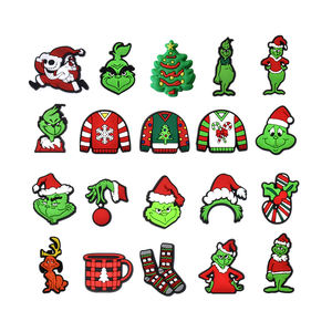 PVC Silicone moda natale giorno cartone animato <span class=keywords><strong>Grinch</strong></span> Design scarpe decorazione ciondoli accessori regalo per bambini scarpe staccabili Charm - Product Image 1