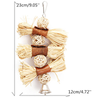 Oiseau perroquet jouet en bois raphia herbe oiseaux mâcher morsure suspendu Cage balançoire escalade jouets à mâcher avec cloche luffa naturel vigne perroquet jouets