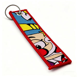 JXSKC1001 Usine de gros de haute qualité Logo personnalisé Polyester Double face tissé étiquette de broderie <span class=keywords><strong>porte</strong></span>-clés - Product Image 4