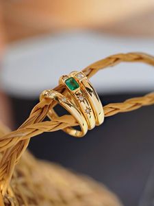 Bague de mode Xinfly, nouveau style personnalisé, or pur 18 carats, diamant naturel, émeraude véritable, bague pour fille - Product Image 3