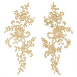 New Design Eco-Friendly <b>PVC</b> Fabric Gloden Applique Embroidery Lace Patch for Women's <b>Dress</b> Sewing Garment JA03 - Product Image 3