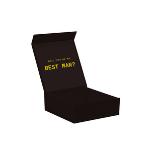 HENGXING Custom Christmas Wedding Gift <b>Boxes</b> for Groomsman Best Man Magnetic <b>Black</b> Medium Matt Lamination UV Coating Embossing - Product Image 2
