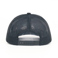 Topi Trucker 6 Panel Terlaris dengan Patch Kulit, Pinggiran Melengkung, Warna Hitam, Model Snapback