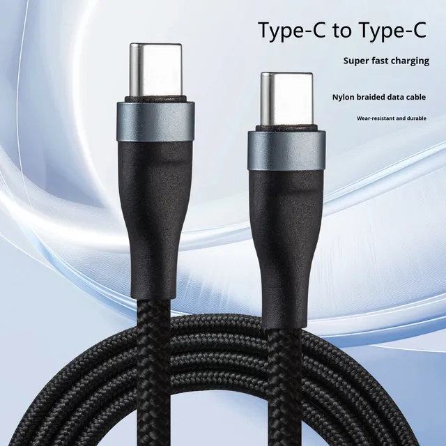 Aluminum Alloy USB C to USB C Charger Cable Fast Charger 60W PD 1M Type C Power Data Lead Weave Cable for MacBook Pro iPad