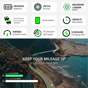 <span class=keywords><strong>Bicicleta</strong></span> Eléctrica de <span class=keywords><strong>3000W</strong></span> con Doble <span class=keywords><strong>Motor</strong></span>, Velocidad Máxima: 35 Mph, Batería de 48V 23Ah, Suspensión Completa, Todoterreno - Product Image 5