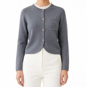 <span class=keywords><strong>Cardigan</strong></span> in Lana 100% Certificato GOTS per Donna, Etichetta Privata e OEM Personalizzabile, con Fibbia Floreale e Bordo in <span class=keywords><strong>Pizzo</strong></span> - Product Image 2
