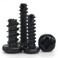 Sekrup Self-Tapping Kepala Bulat Slot Silang Hitam Teroksidasi PT, Sekrup Self-Tapping Ekor Datar Grosir Metrik M2/M3/M4