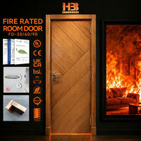 Porte intérieure coupe-feu en bois massif, design chêne moderne, homologuée UL 10C, résistance au feu 90 minutes, pour le marché nord-américain