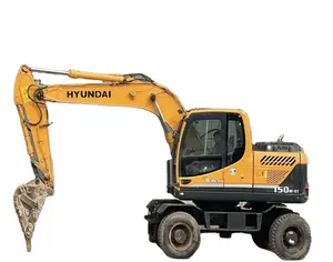 Máquinas de construção HYUNDAI 150W-9 escavadeira hidráulica usada de 15 toneladas com motor confiável
