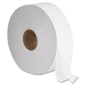 GEN 1513 JRT Jumbo Bath Tissue 2-Ply White Bamboo Toilet <b>Paper</b> Strong and Soft <b>Embossed</b> Dot 12\" Diameter (Case of 6) - Product Image 2