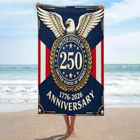 Serviettes de plage personnalisées en gros pour le 250e anniversaire des États-Unis, thème patriotique, anti-sable, en microfibre
