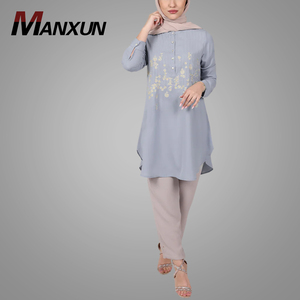 Nueva Llegada Musulmán Tradicional Casual Wear Túnica Blusa Manga Larga Bordado Moda Estilo Turco Tops Abaya - Product Image 1